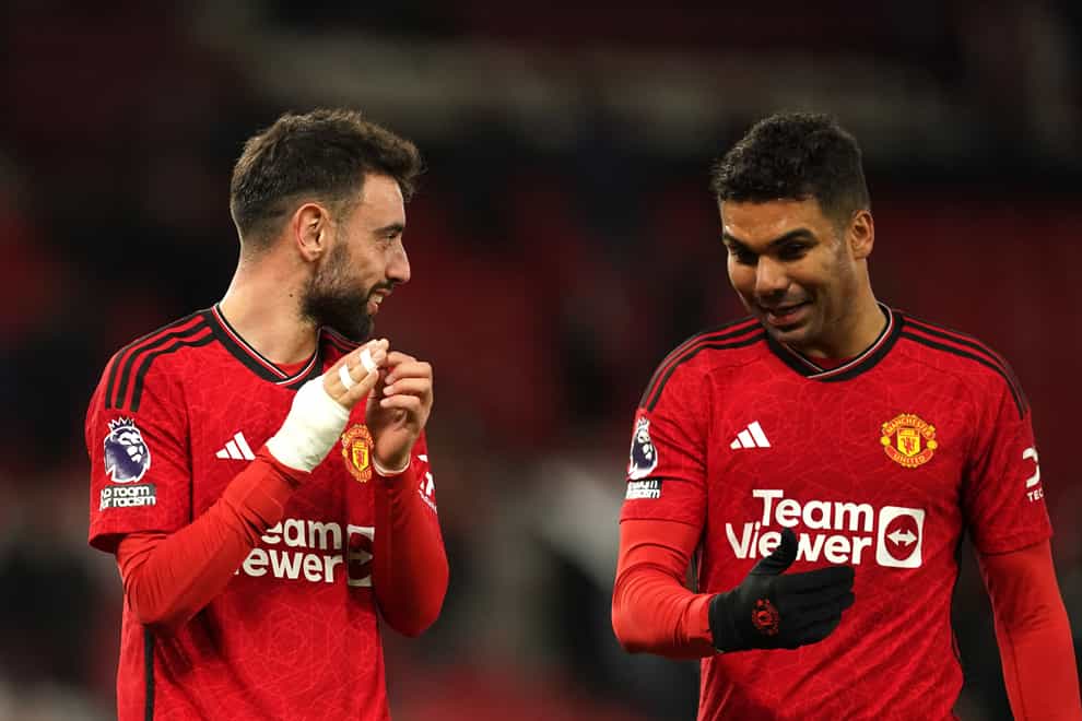 Manchester United’s Bruno Fernandes (left) and Casemiro have been linked with moves away (Martin Rickett/PA)